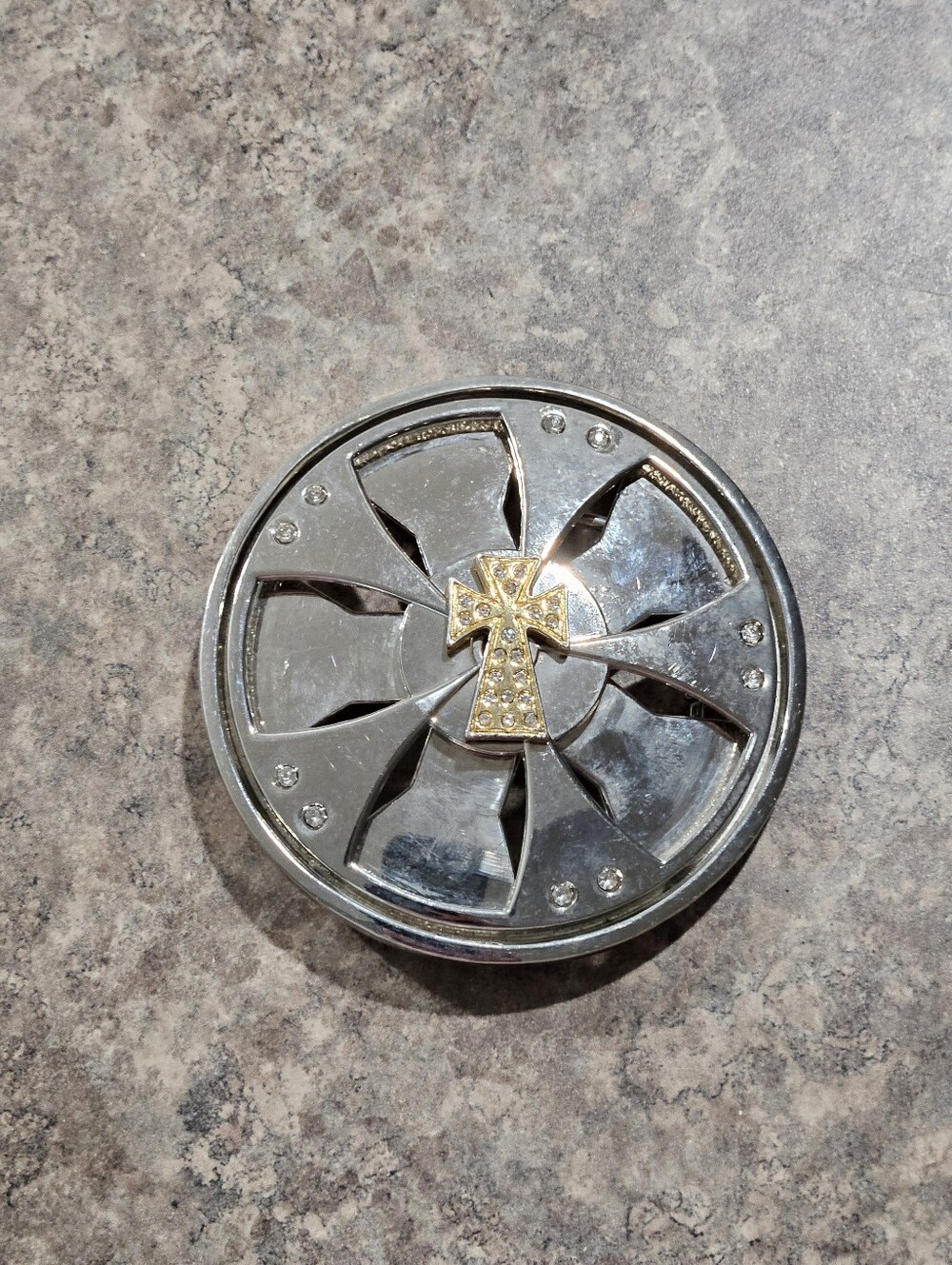 Vintage Maltese Cross Spinner Belt Buckle